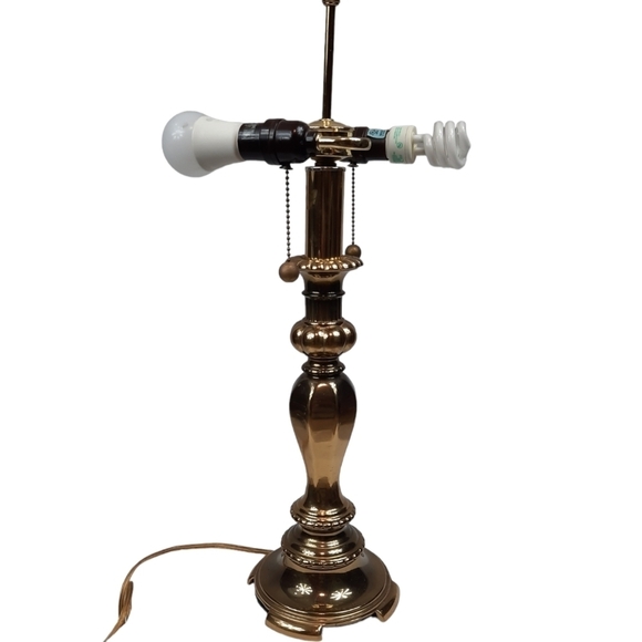 Brass Candle Stick Lamp Large Hollywood Regency Vintage 1950s - Picture 7 of 15